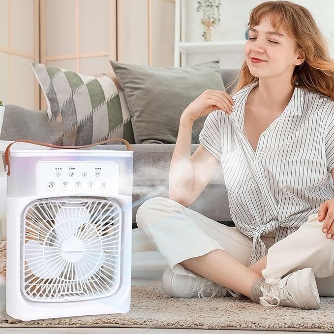 USB Air Cooler Fan with Humidifier & Water Mist | Portable Mini AC for Home & Office