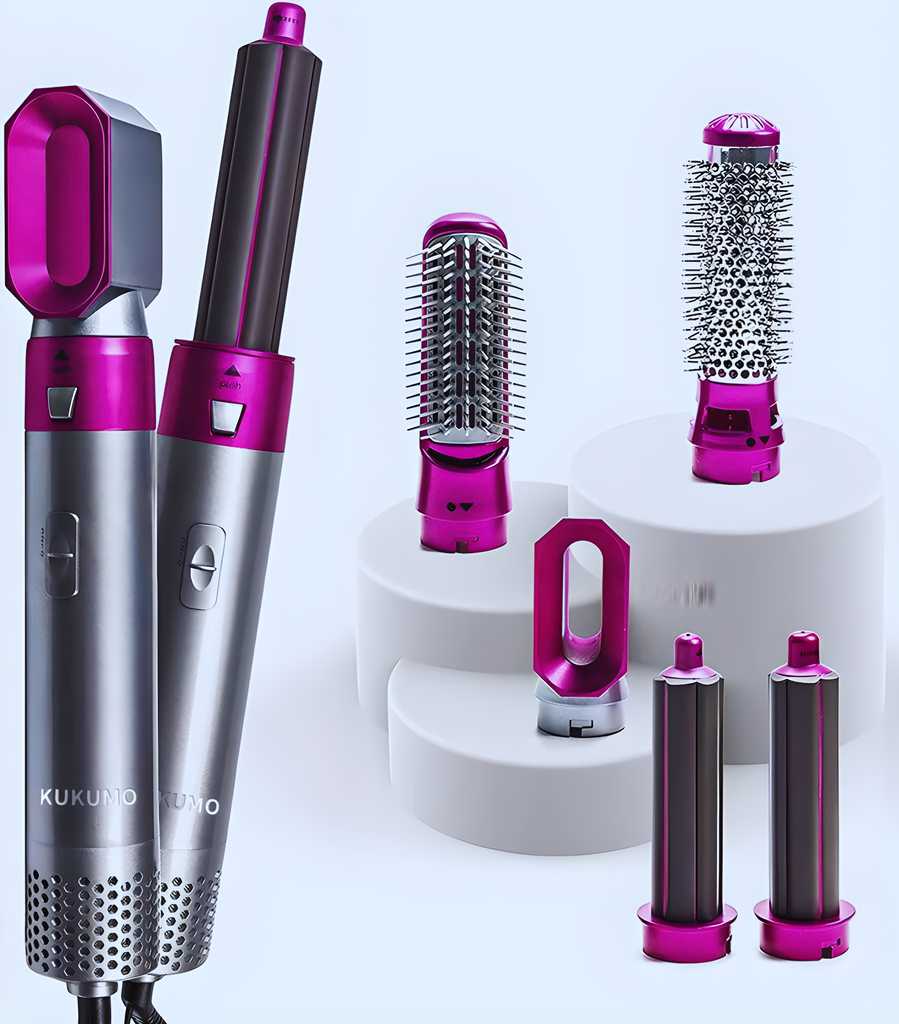 Tech Brizo kukumo5-in-1 Hair Styler & Dryer Set – Hot Air Brush, Curler, Volumizer & Straightener