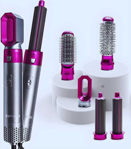 Tech Brizo kukumo5-in-1 Hair Styler & Dryer Set – Hot Air Brush, Curler, Volumizer & Straightener